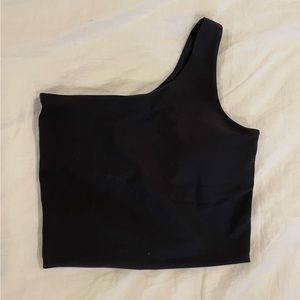Black one shoulder workout top